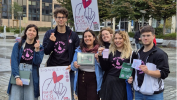 My Voice My choice activists campaigning in Brussels, 2024